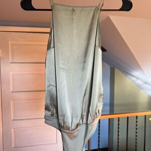 Abercrombie & Fitch Olive Sleek Bodysuit with Backless Bow Design